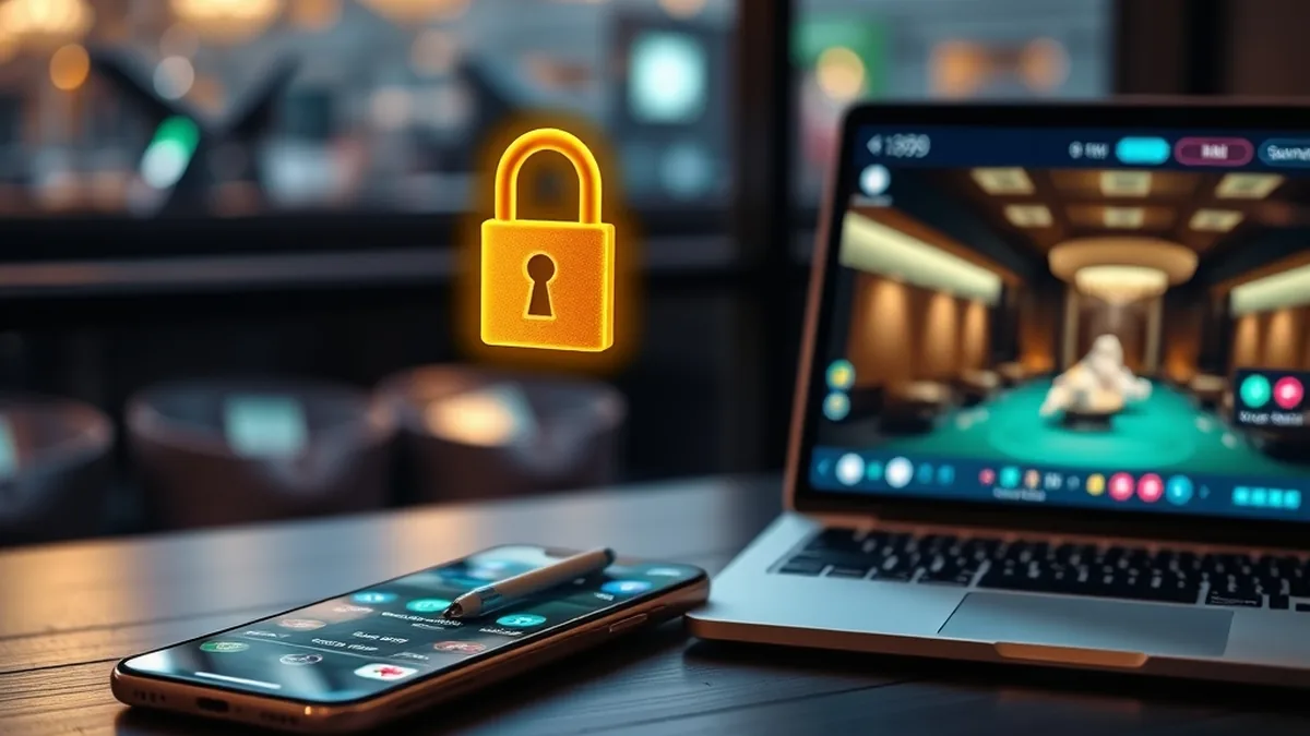 Phone and laptop with glowing padlock for Fatbet casino login